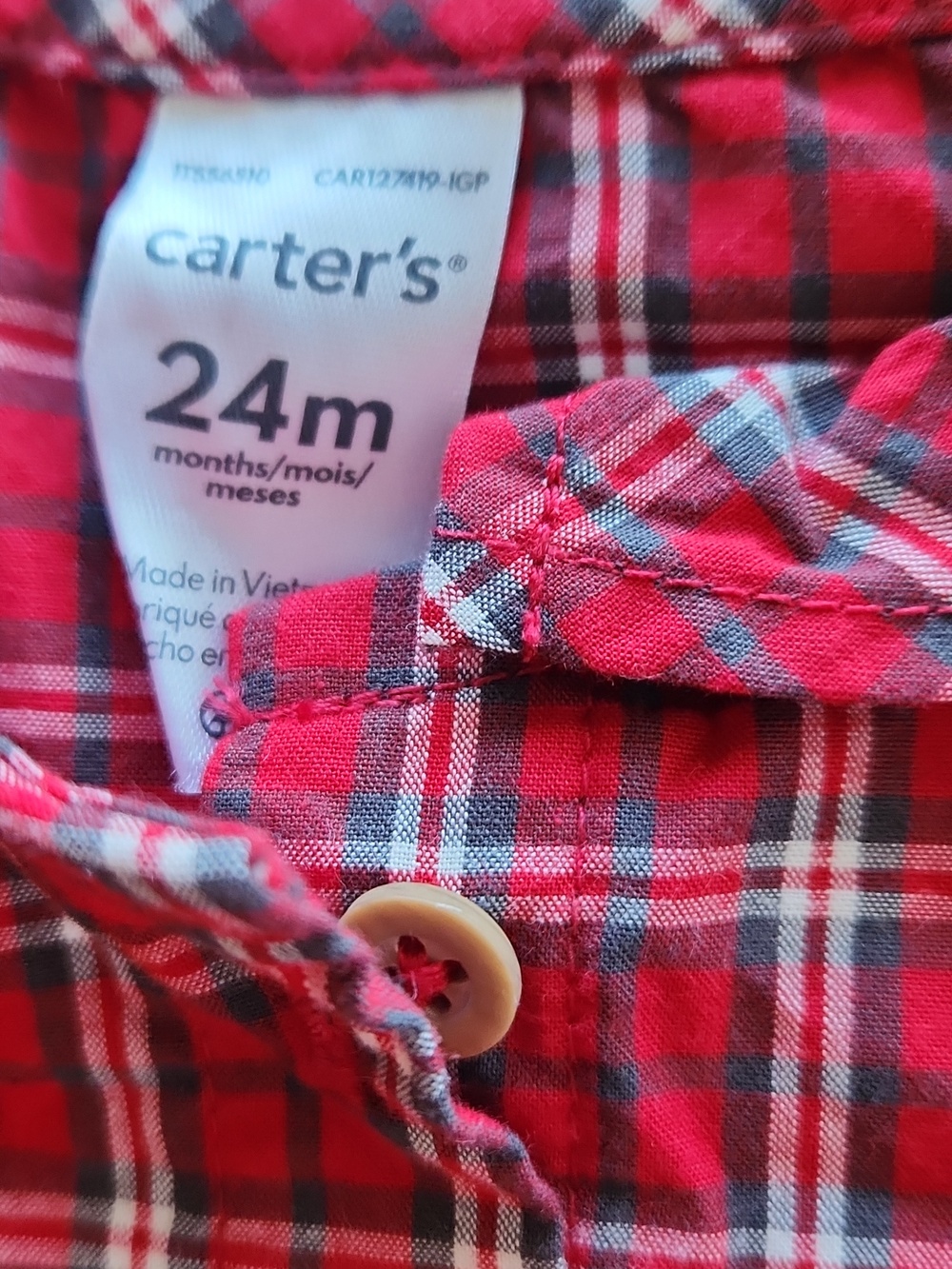 Carter's  3 Piece Plaid Print Baby Girl Long Sleeve Bodysuit, Tights And Headwra - Picture 2 of 6